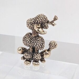 Vintage French Poodle Dog Brooch Gold Tone Kitsch Retro Novelty